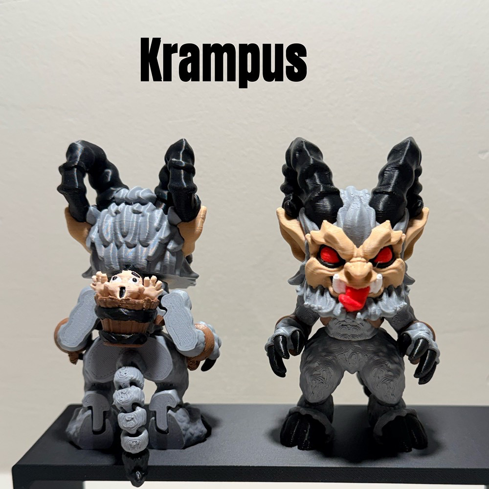 Krampus Mini Figure 3D Printed Horror Christmas Collectible Keychain Option
