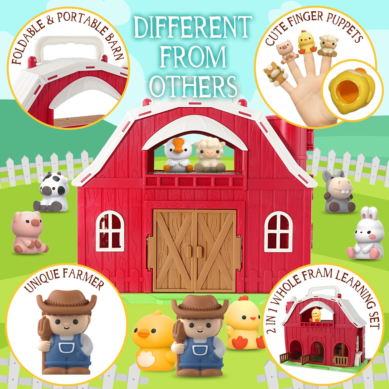 Toys for 1 2 3 Years Old Boys and Girls, Big Barn Playset with Farm Animal, P…
