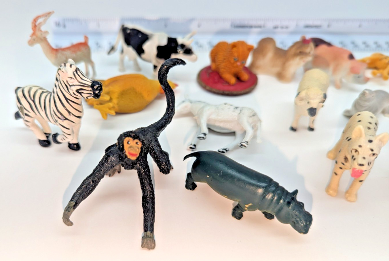 Mini Plastic Animal Figurine Figure Lot 19 PVC Vinyl Animal Toys Mixed Vintage