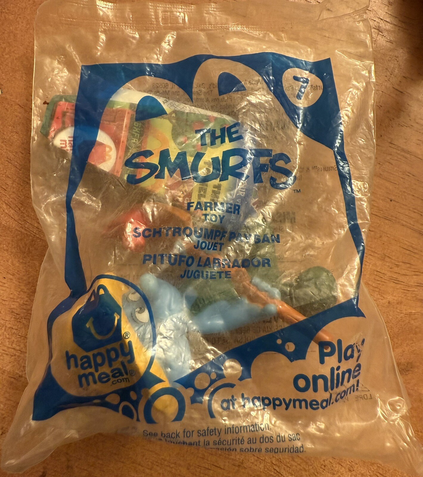 Vintage Smurf Farmer 2011 Peyo McDonalds TV Movie Character Toy 2.75” New
