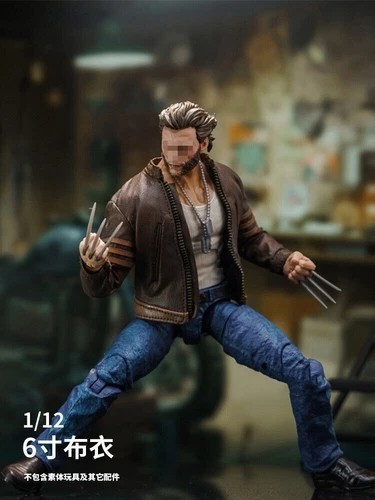 1/12 Male Brown Jacket Wolverine Logan PU Leather Coat Model Fit 6” Figure