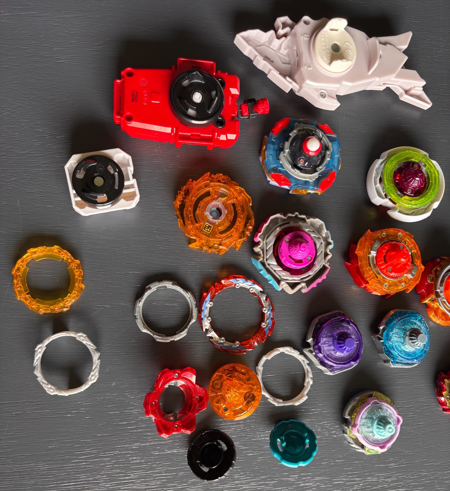 Assorted Lot of Beyblades Launchers & Parts Metal & Plastic