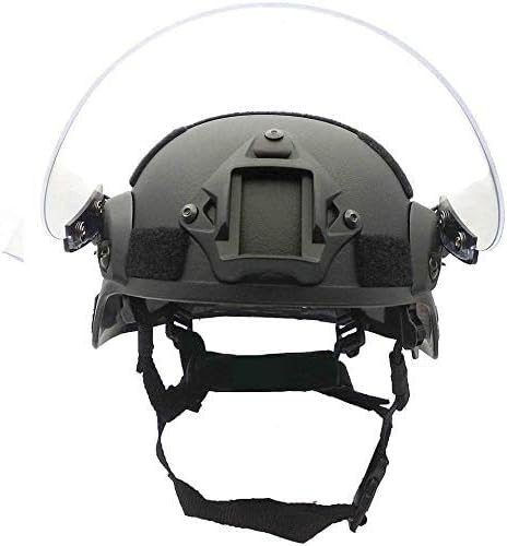 LEJUNJIE Tactical MICH 2000 Fast Helmet with Clear Riot Visor One Size, BK