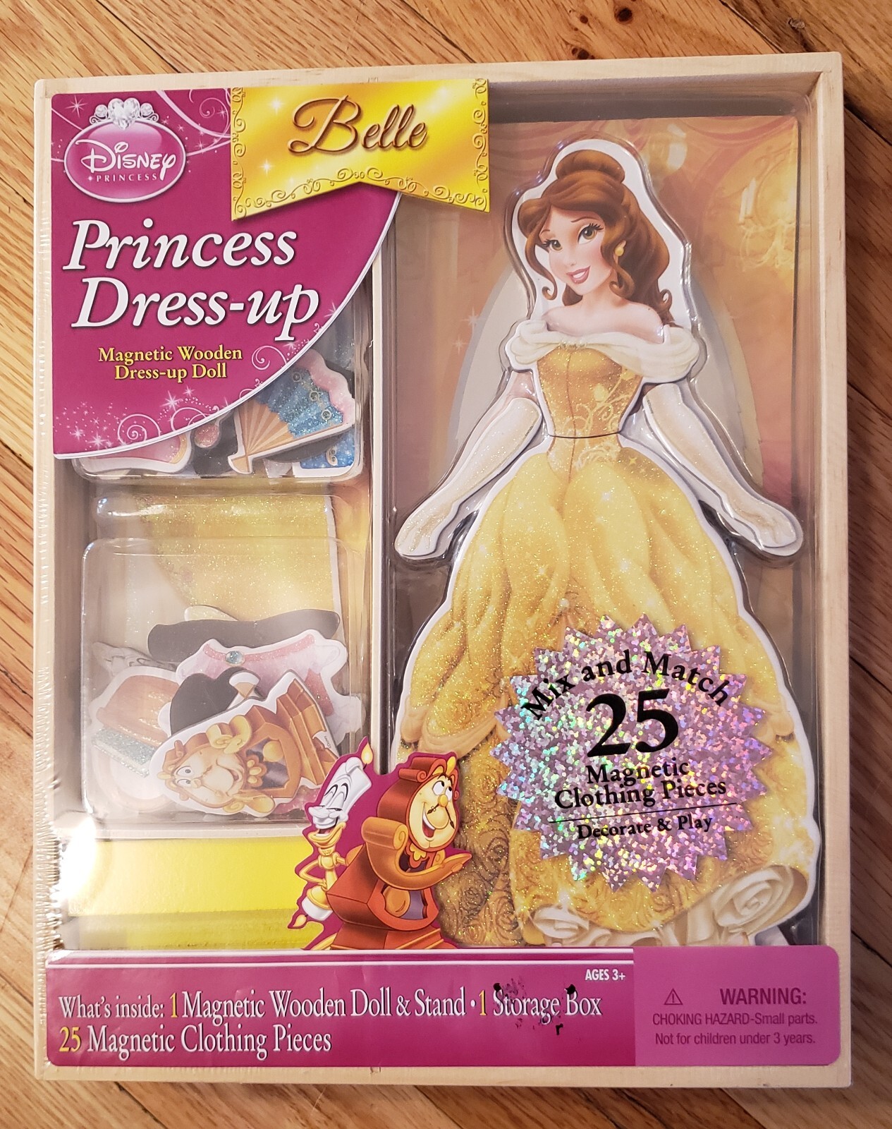 4 DISNEY PRINCESS BELLE LOT Magnetic Dress Up Wooden Doll Mix Match Sealed NIB