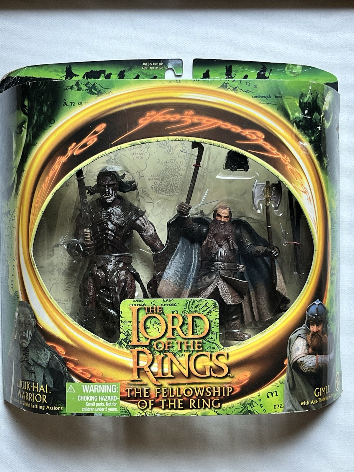 NIP 2001 Lord of the Rings Uruk-Hai Warrior Gimli Action Figure Toy Set Toybiz