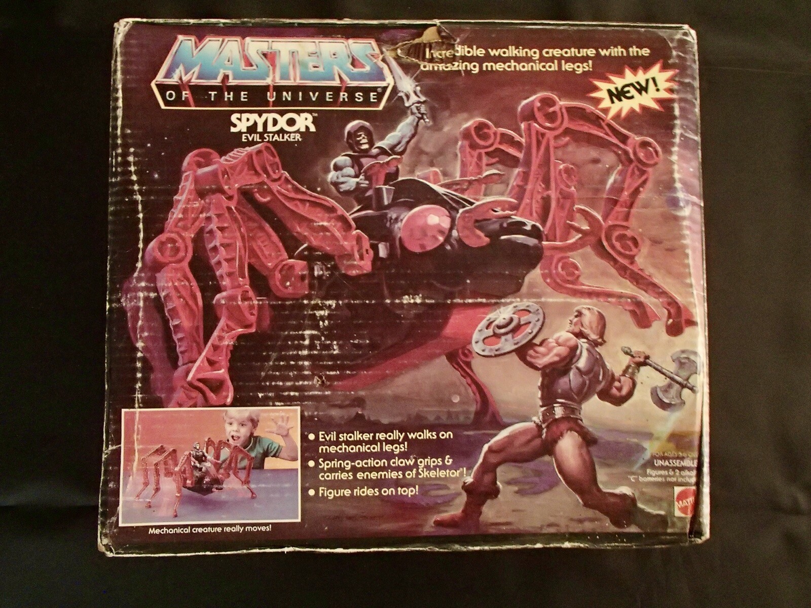 DEFECTIVE 1984 Mattel MOTU SPYDOR Evil Stalker Vehicle skeletor spider f G3D