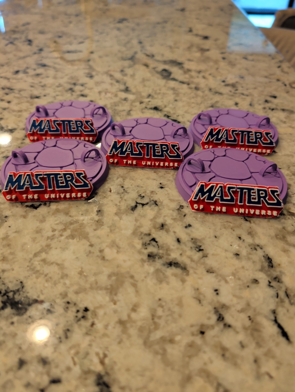 Full Color Set of 5 Masters of the Universe Figure Stands. Purple Or Green.