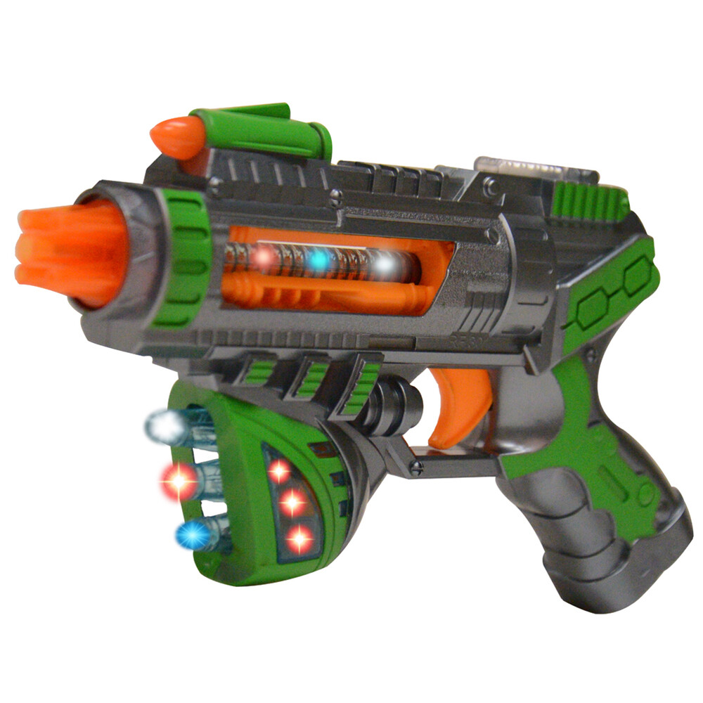 Kids Light Up Space Blaster Pretend Play Toy Gun Gift With Flashing Lights Sound