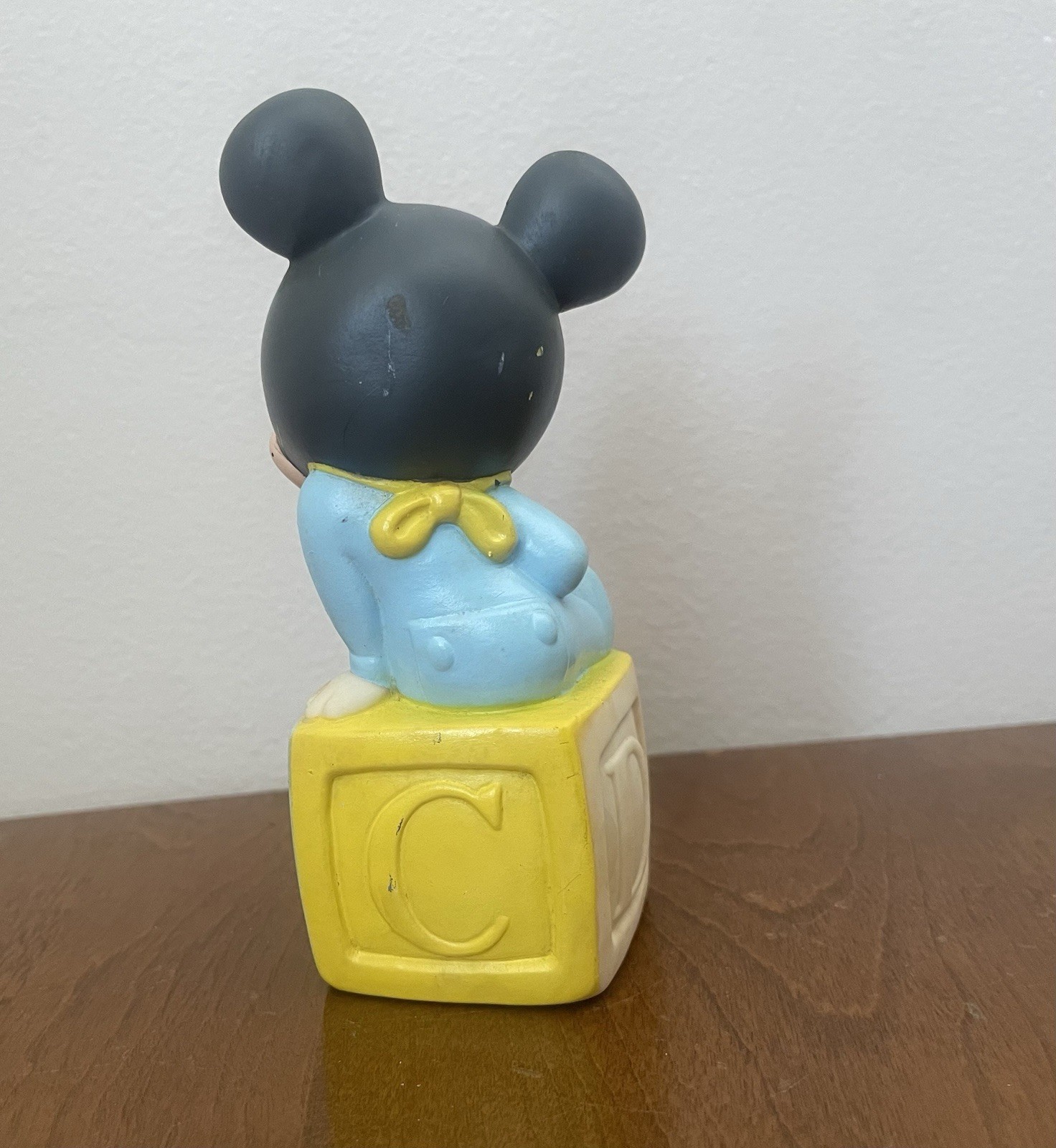 Vintage 1992 Playskool Walt Disney Baby Mickey On a Block Squeeze Squeak Toy