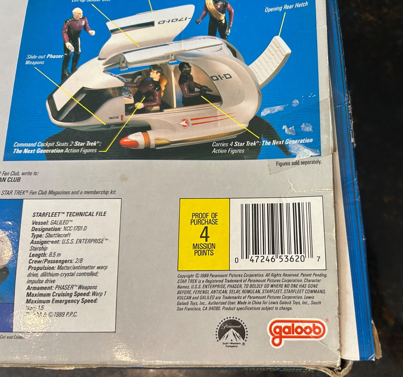 1989 Star Trek The Next Generation Shuttlecraft Galileo Galoob New In OPENED Box