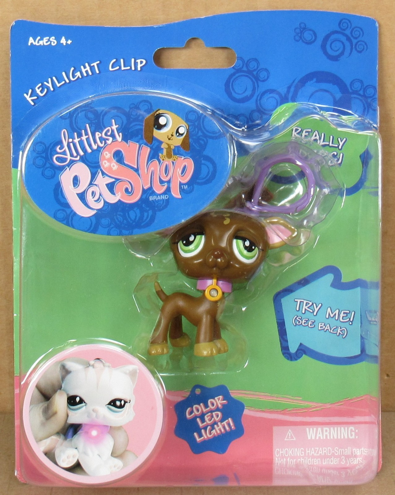 Littlest Pet Shop “Greyhound” Keylight Clip by Hasbro/Basic Fun 2008 NIP
