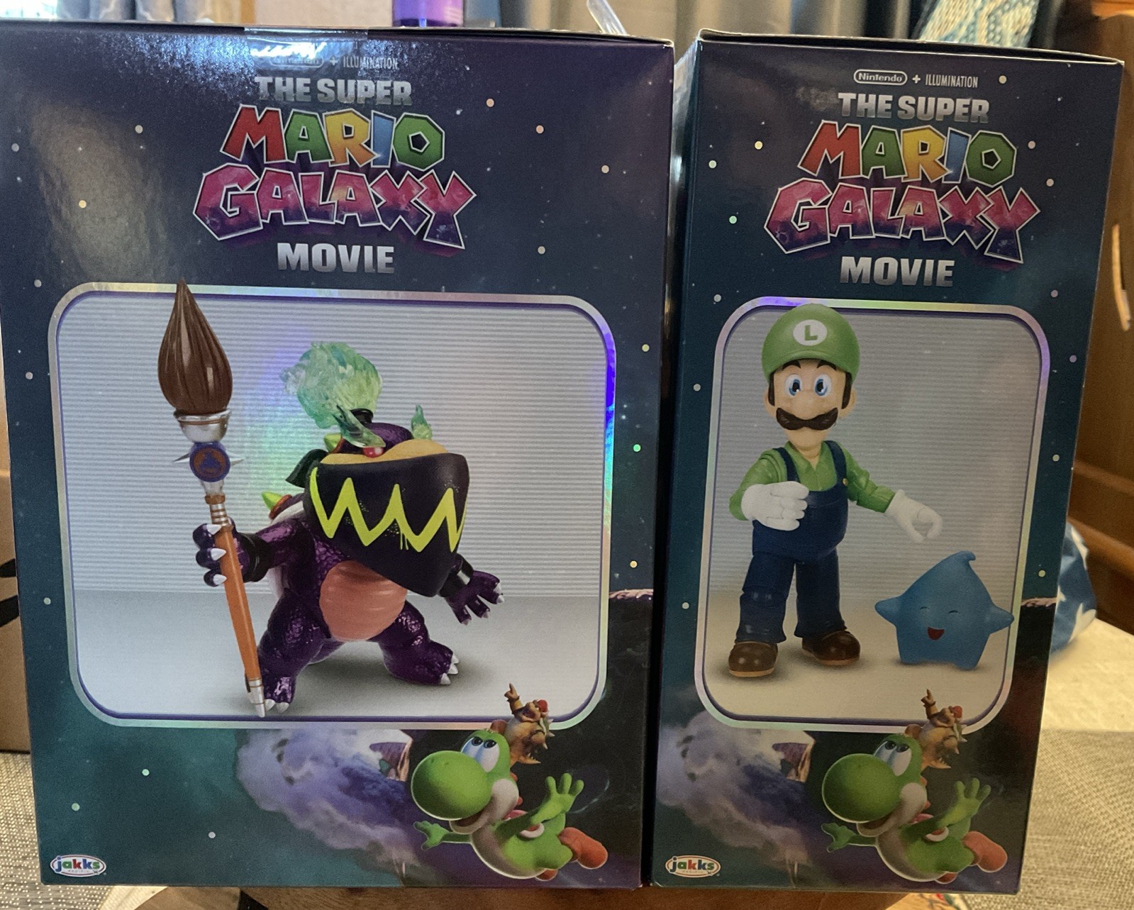 RARE! Super Mario Galaxy Wonder Bowser Jr. & Luigi Action Figures, set of 2, NIB