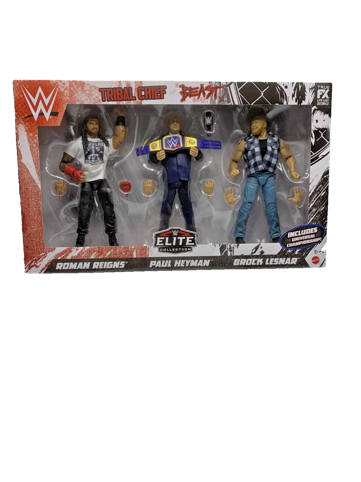 Mattel WWE Tribal Chief vs. Beast Roman Brock Heyman 3-Pack Elite New In Box