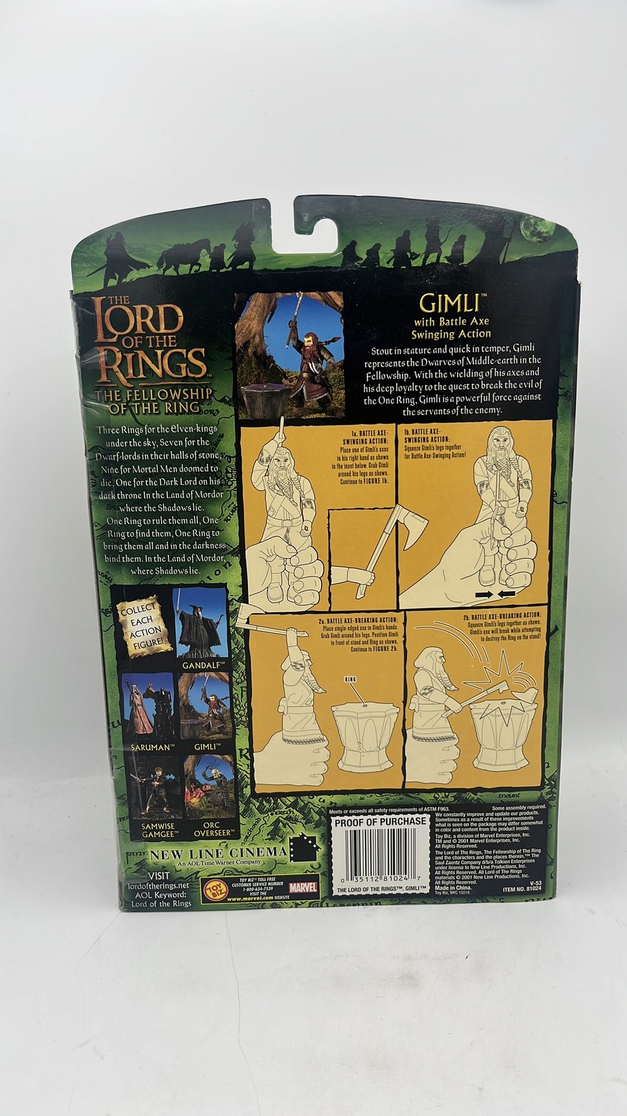 Toy Biz The Lord Of The Rings Gimli Figure 2001