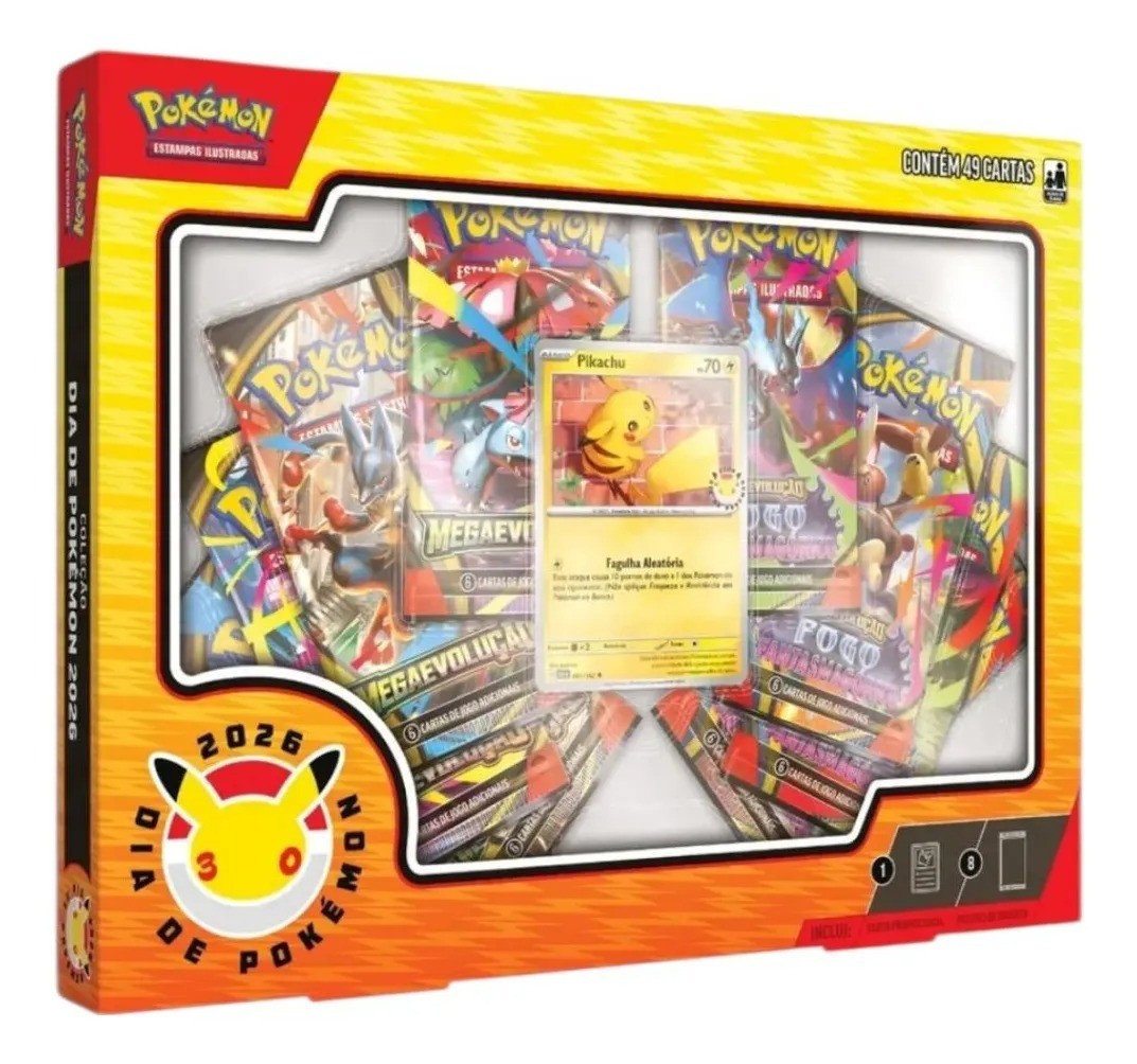 Pokemon Pikachu 30 Years Box Set Pokemon Day 2026 Brazilian Game 49 Cards