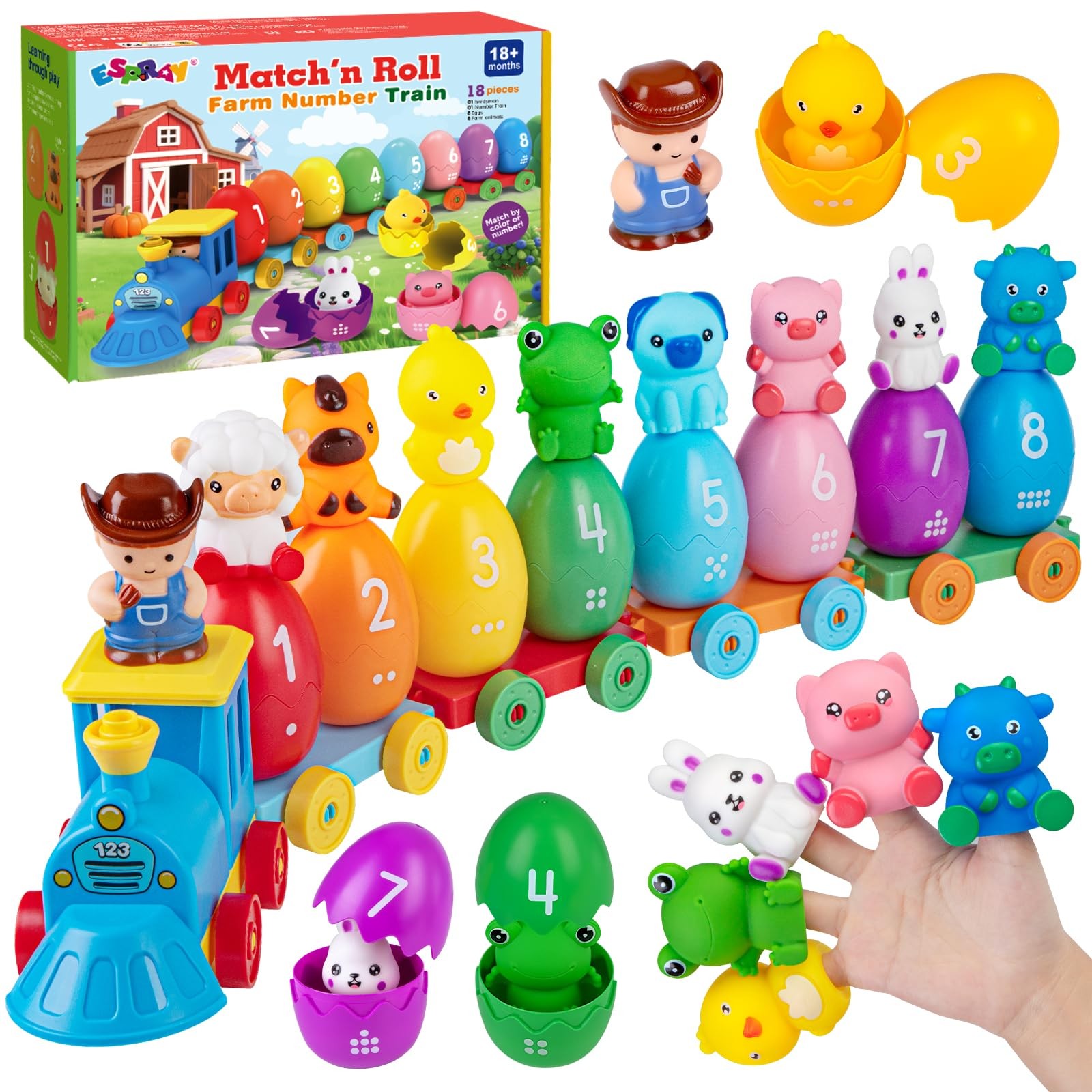 Learning Toys for 1 2 3 Years Old, Count Matching & Sorting Montessori Farm T…