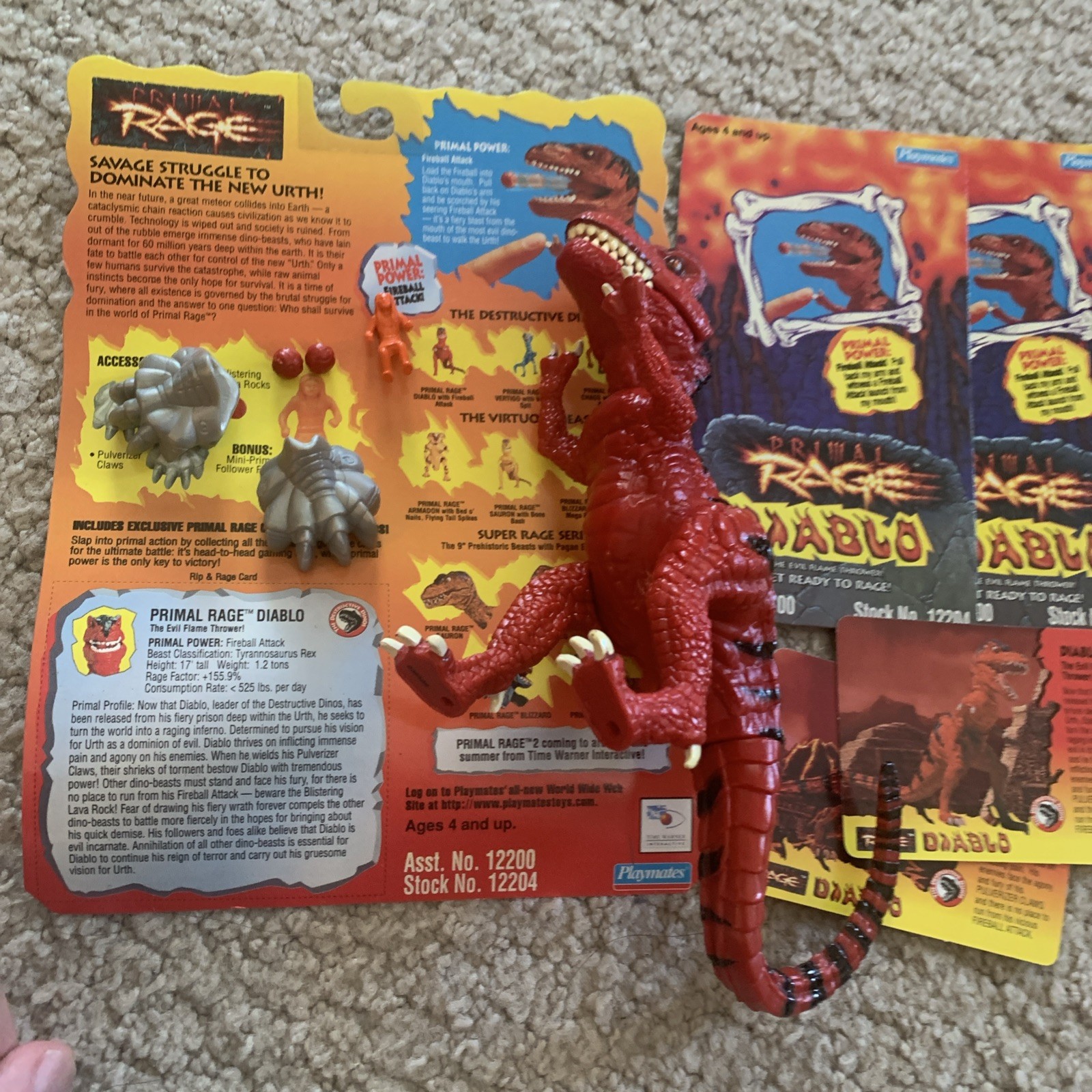 1997 Primal Rage Figure Diablo Evil T-Rex Dinosaur Playmates