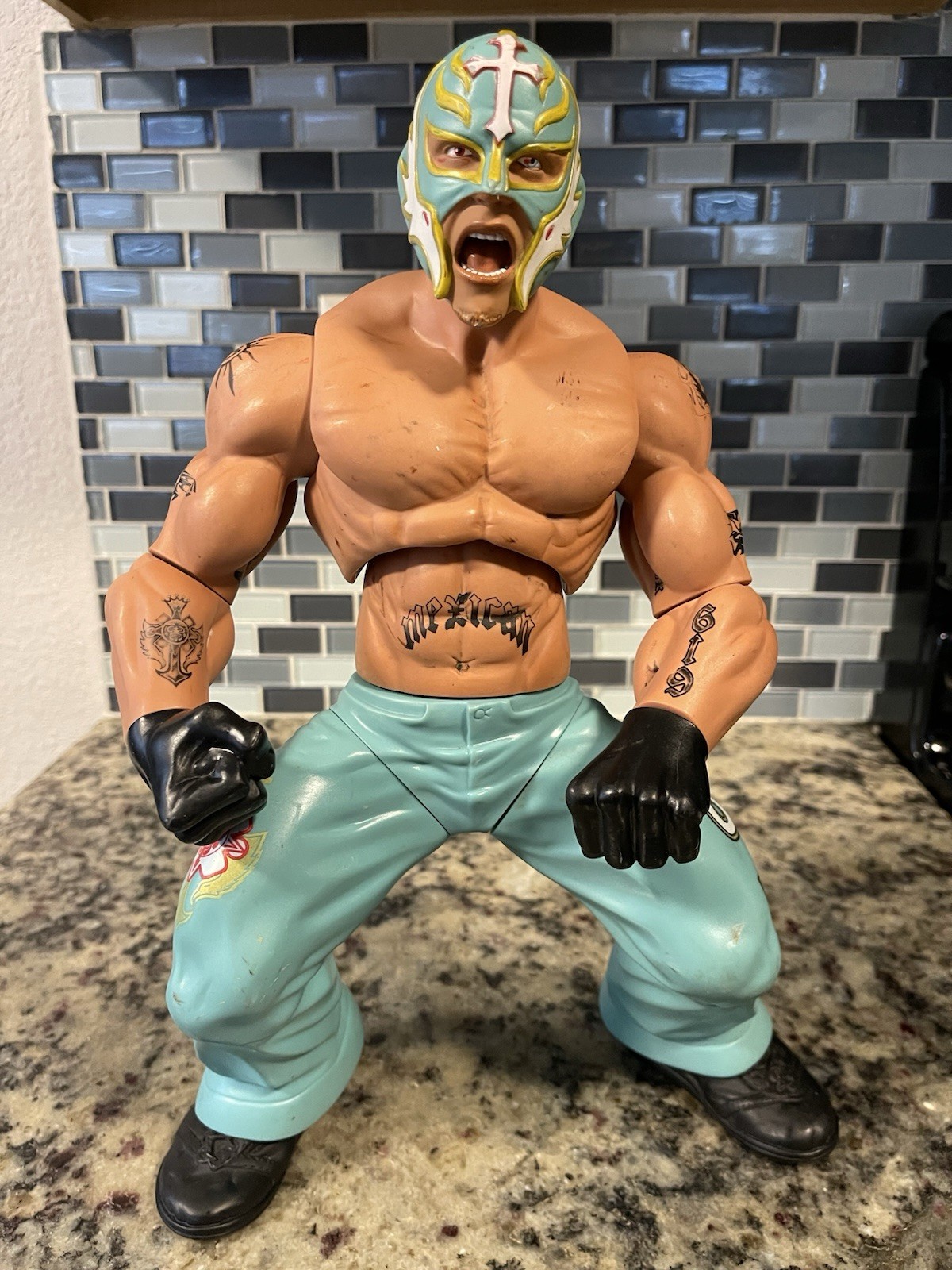 Rey Mysterio Ring Giants 14” Jakks Great condition light wear and scratches