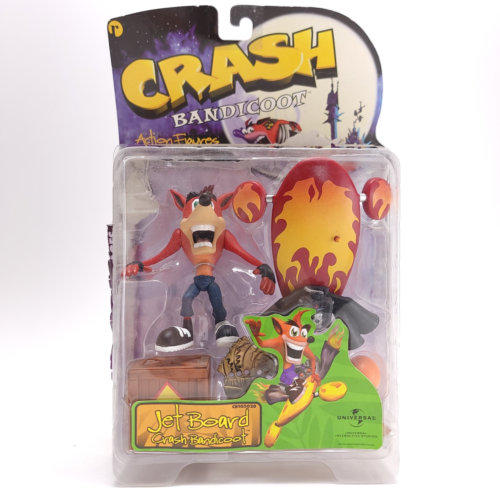 CRASH BANDICOOT SERIES 1 Jet Board Action Figure Vintage 1998 ReSaurus OPENED