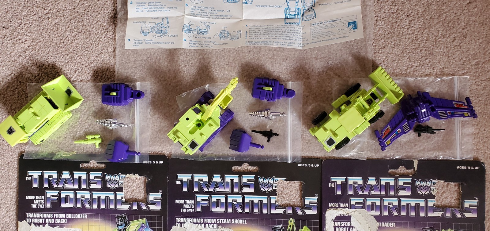 Transformers G1 Vintage DEVASTATOR = Constructicons 100% complete w/6 Cardbacks