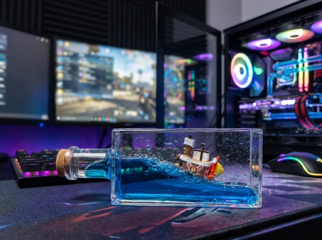 One Piece Thousand Sunny Ship Bottle Liquid Wave Anime Collectible Decor Gift