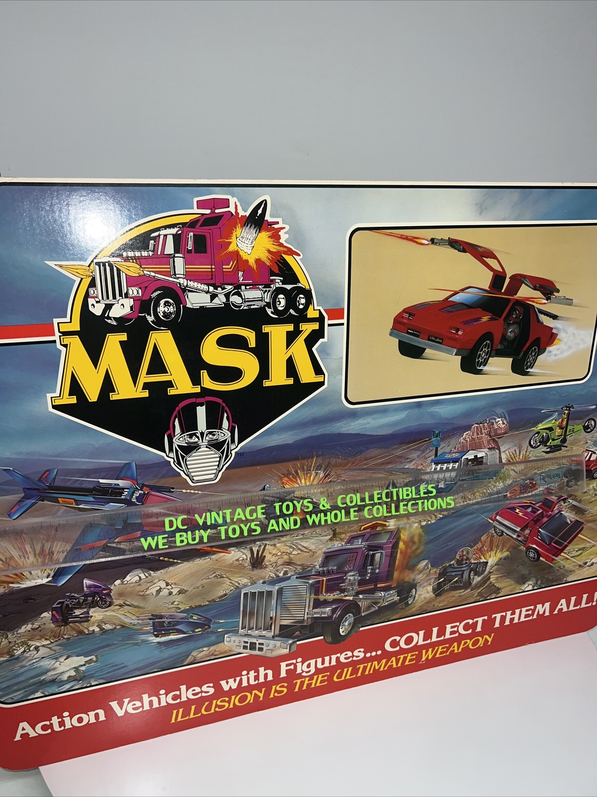 Vintage 1985 Kenner MASK RHINO Thunderhawk Switchblade Store Display Header 🔥