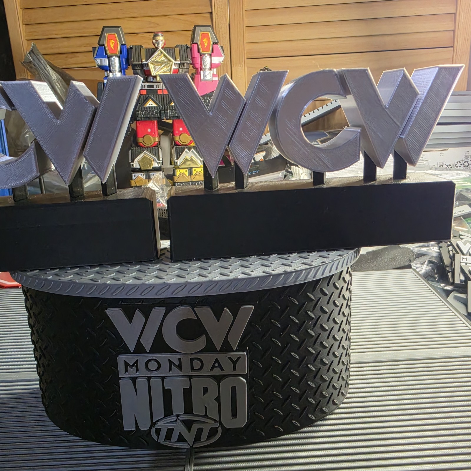 WWE Mattel Small WCW Announcer Table & Small Stage Logos Accessory Lot