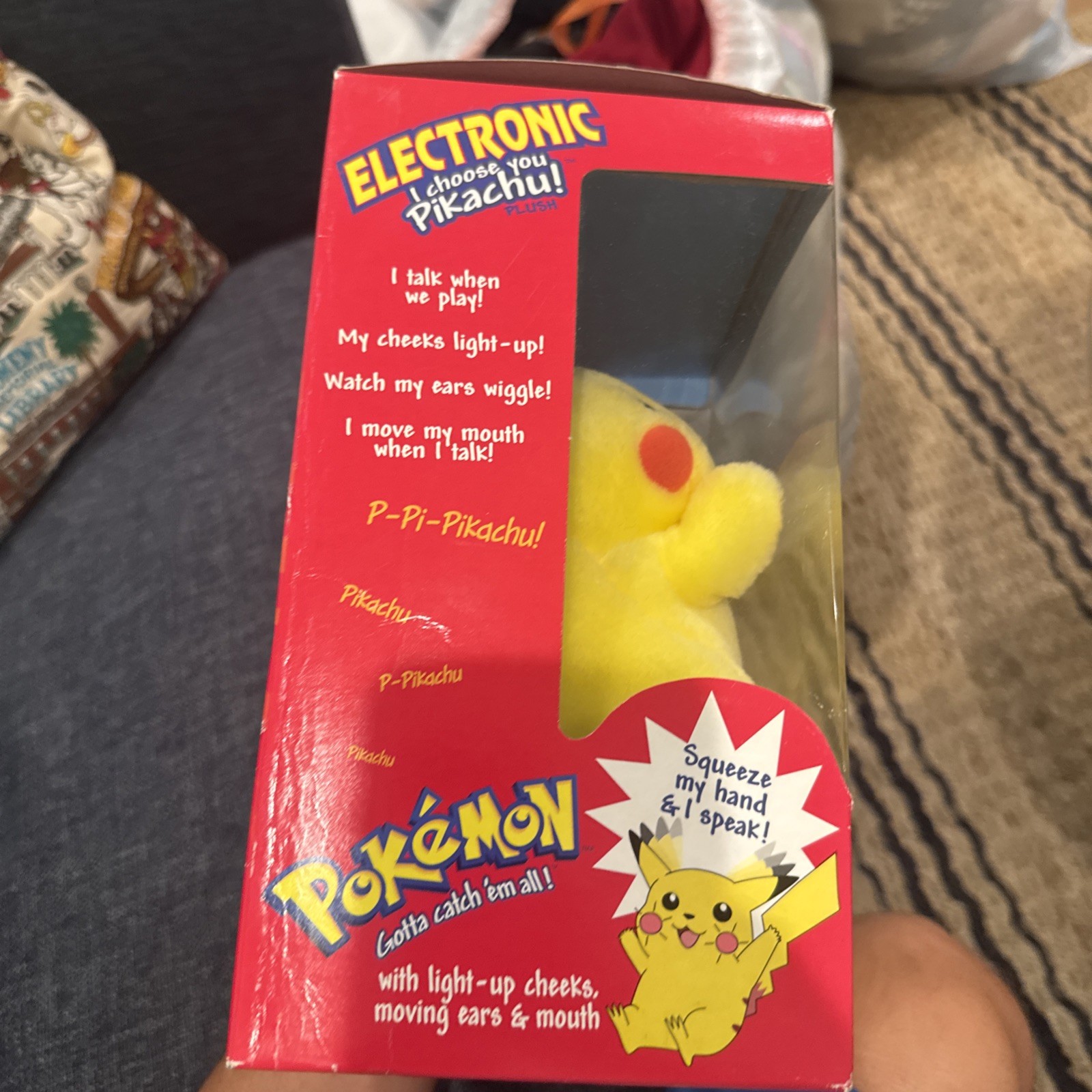 Pokemon ELECTRONIC “I Choose You Pikachu!” Plushie 1999 Nintendo Hasbro NEW BOX