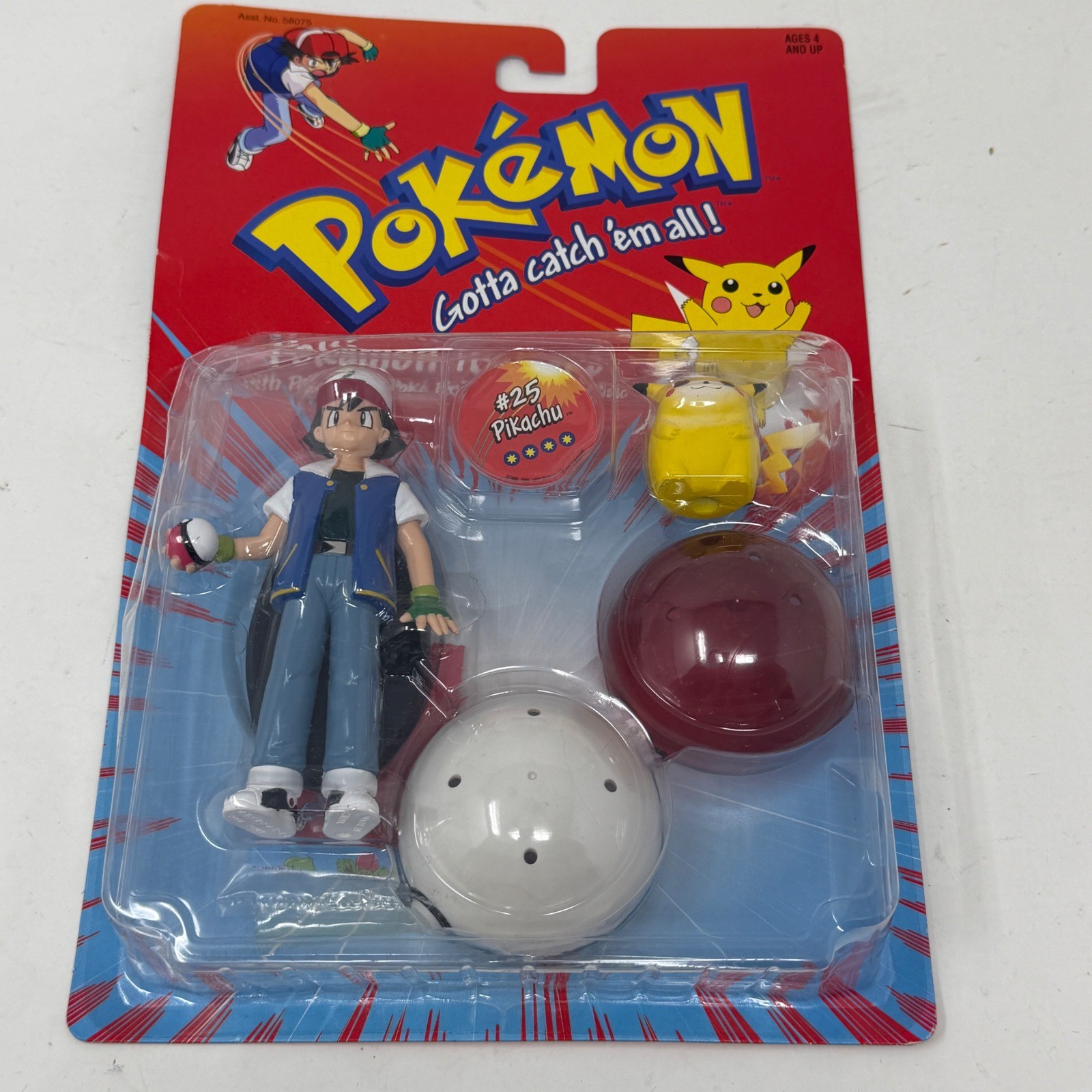 Vintage Pokemon Trainers Ash Ketchum Pikachu Action Figure Set Hasbro 58098 1999
