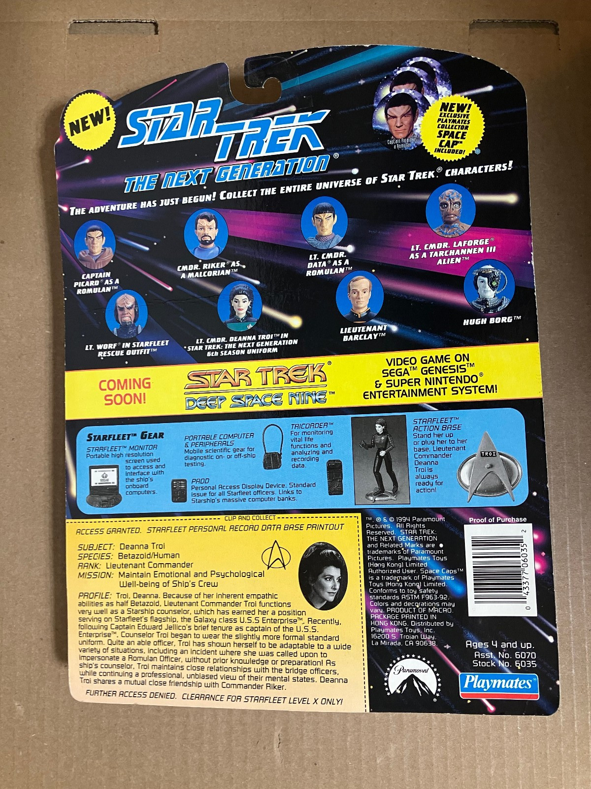 Vintage 1994 Playmates Star Trek The Next Generation Figures 7th Season Lot of 6
