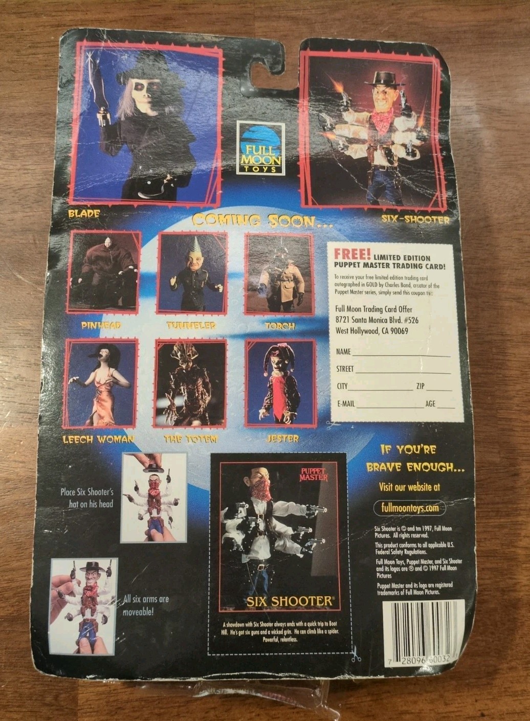 Puppet Master Six Shooter Silver Guns Full Moon Toys 1997 Mint