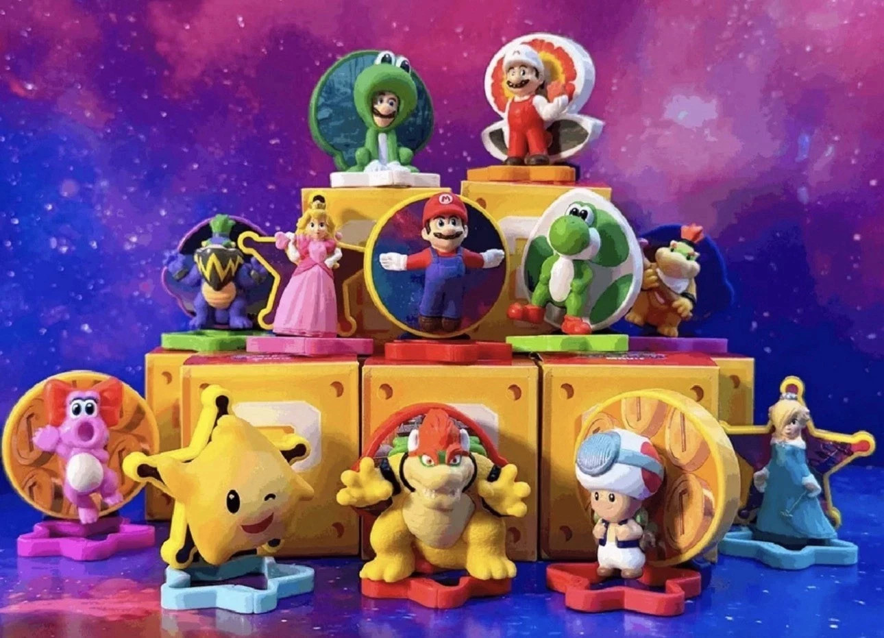 McDonald’s Toys 2026 Super Mario Galaxy Plastic Toys & Keychain Full Set Of 12