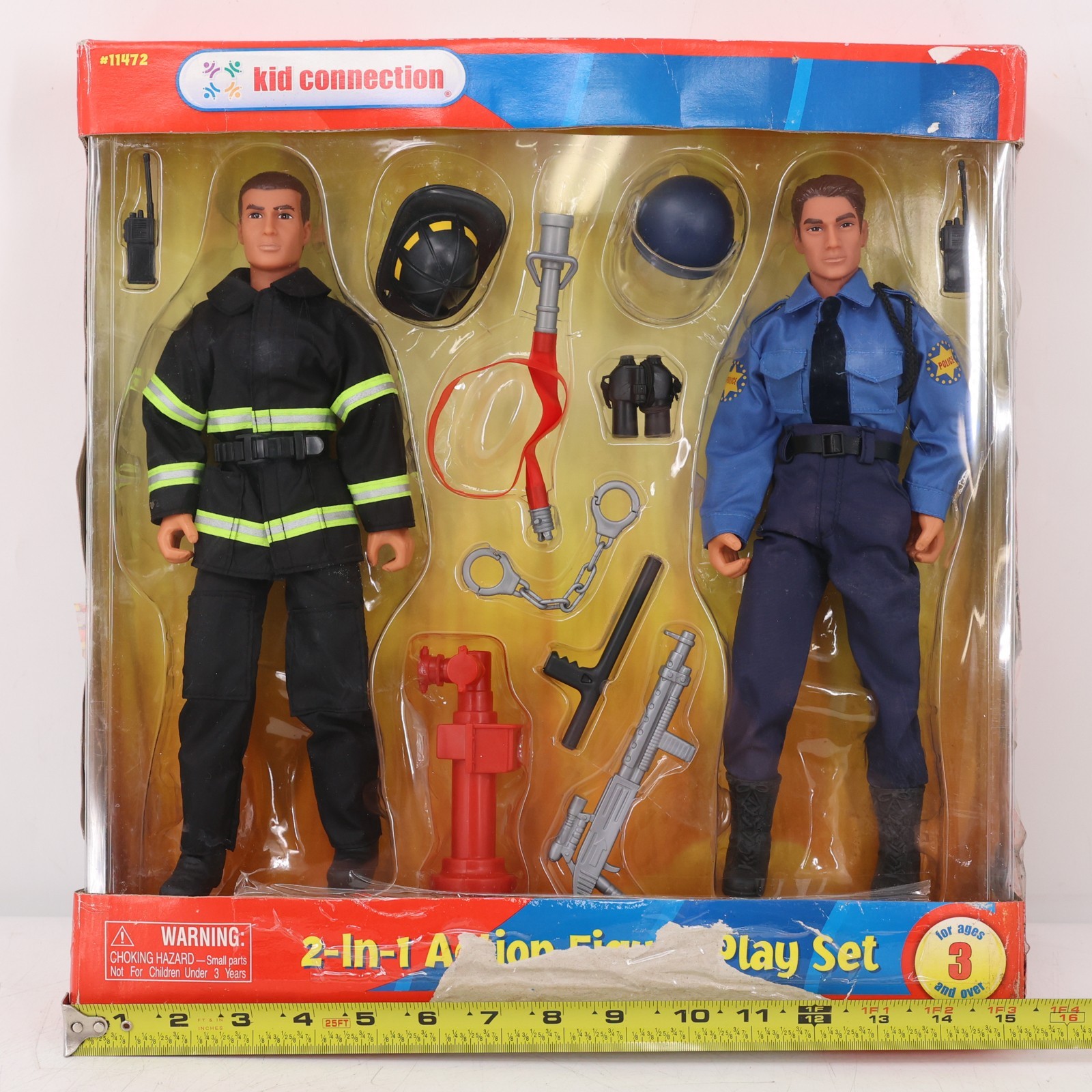 Kid Connection 2-In-1 Action Figure Play Set Firefighter Police #11472 12″