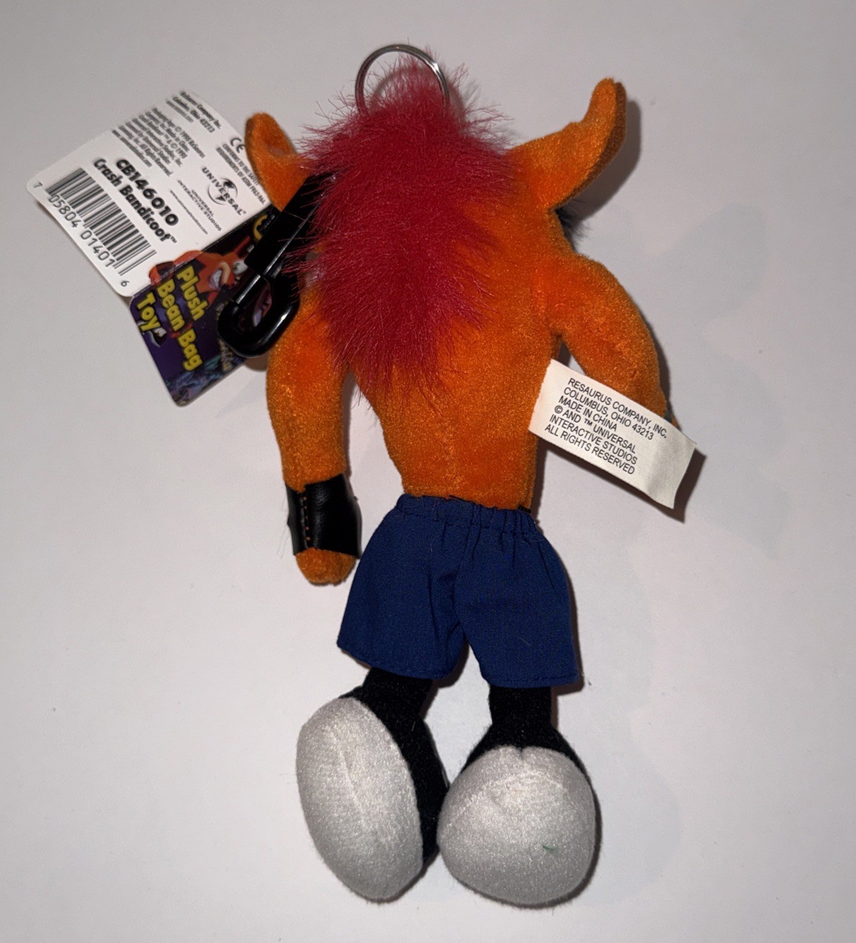 NEW 6 Inch 1998 ReSaurus Crash Bandicoot Plush Bean Bag Toy Keychain CB146010