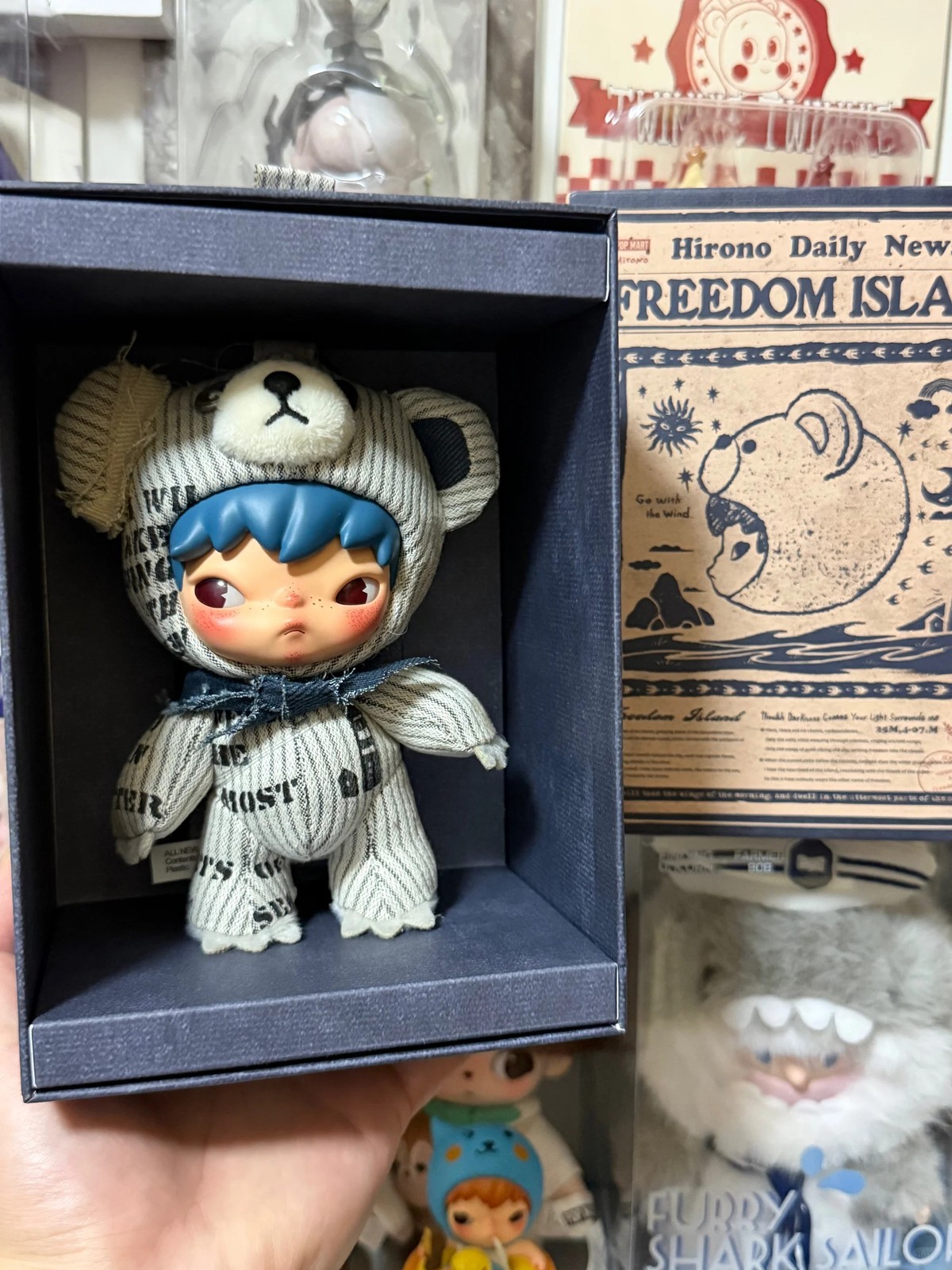 100%Authentic POP MART Hirono Freedom Island Plush Doll Pendant Toy 18cm Gift
