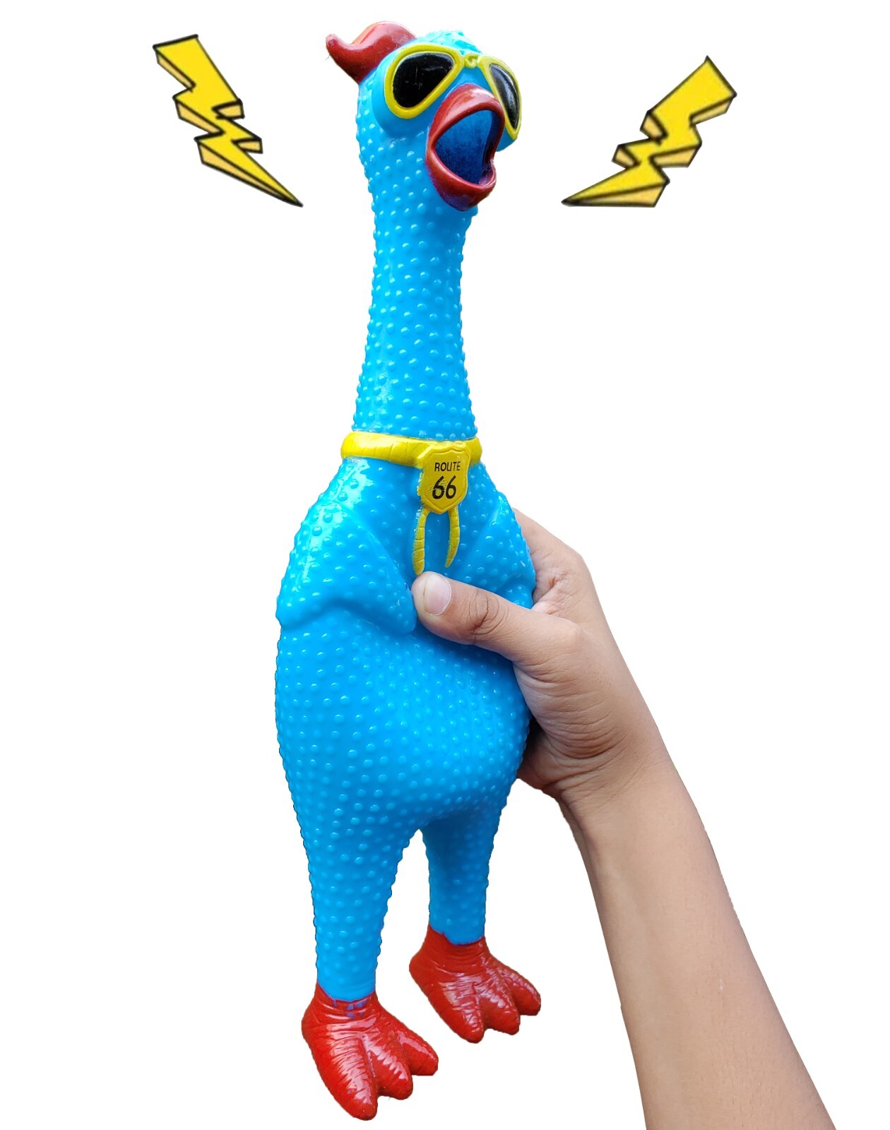 Set of 4 Unique Rubber Chicken Toys – Squeaky fun screaming 12.5″ – Fun Design