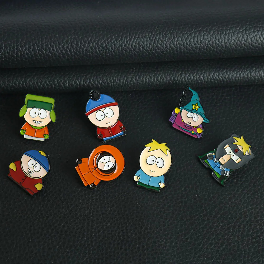 7Pcs/Set Cartoon TV Movie Cartman Figure Badges – Cute Lapel Pins for Backpacks