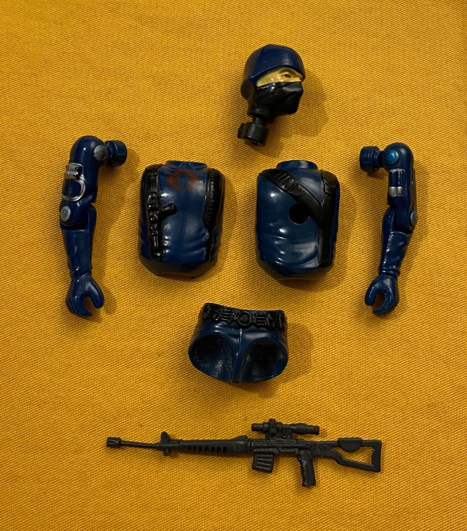 G.I. GI JOE 1982 COBRA SOLDIER OFFICER BODY PARTS + GUN LOT waist arms FREE SHIP