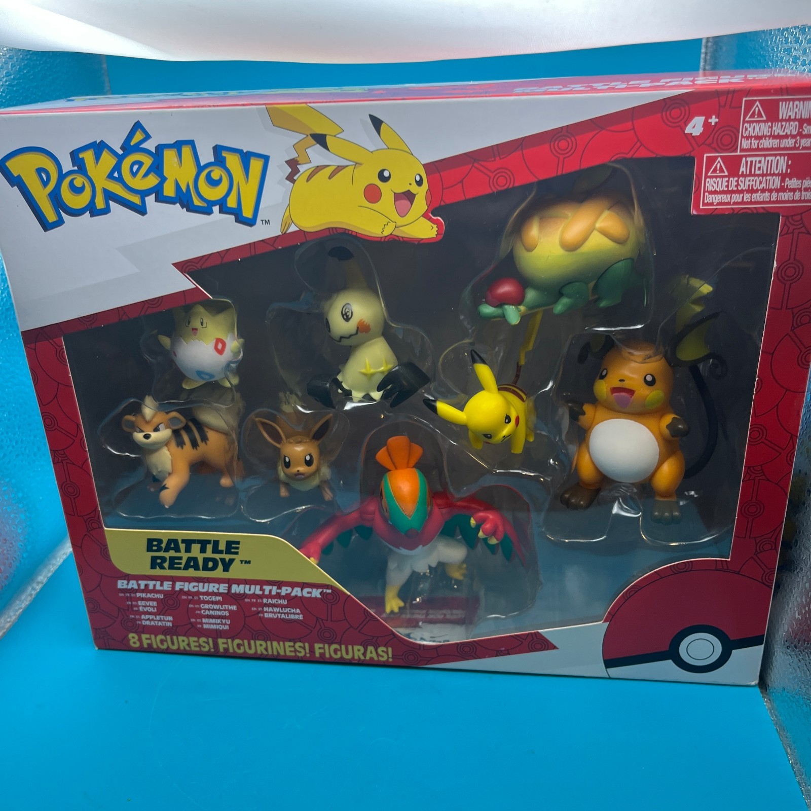 Pokémon Battle Figures 8 Pack Pikachu Hawlucha Appletun Raichu Mimikyu Togepi +