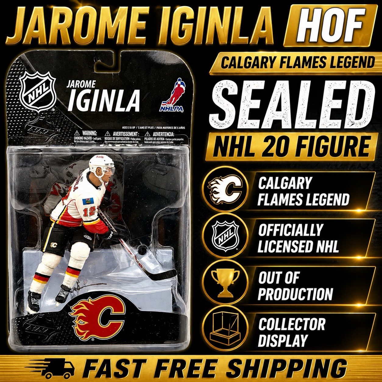 Jarome Iginla McFarlane NHL 20 Figure Flames SEALED HOF Rare OOP