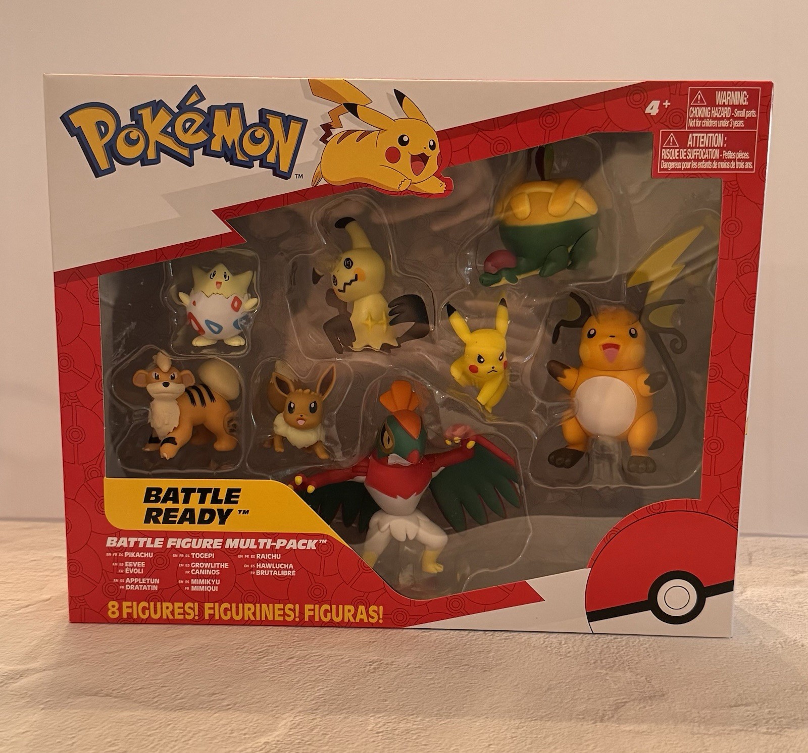 Jazwares Pokemon Battle Figure 8 Pack Pikachu Eevee Mimikyu Raichu Hawlucha