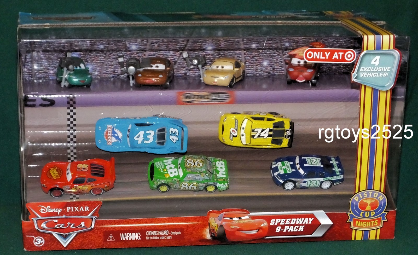 Disney Pixar CARS Piston Cup Nights Speedway 9 Pack Houser Boon Dash Boardman