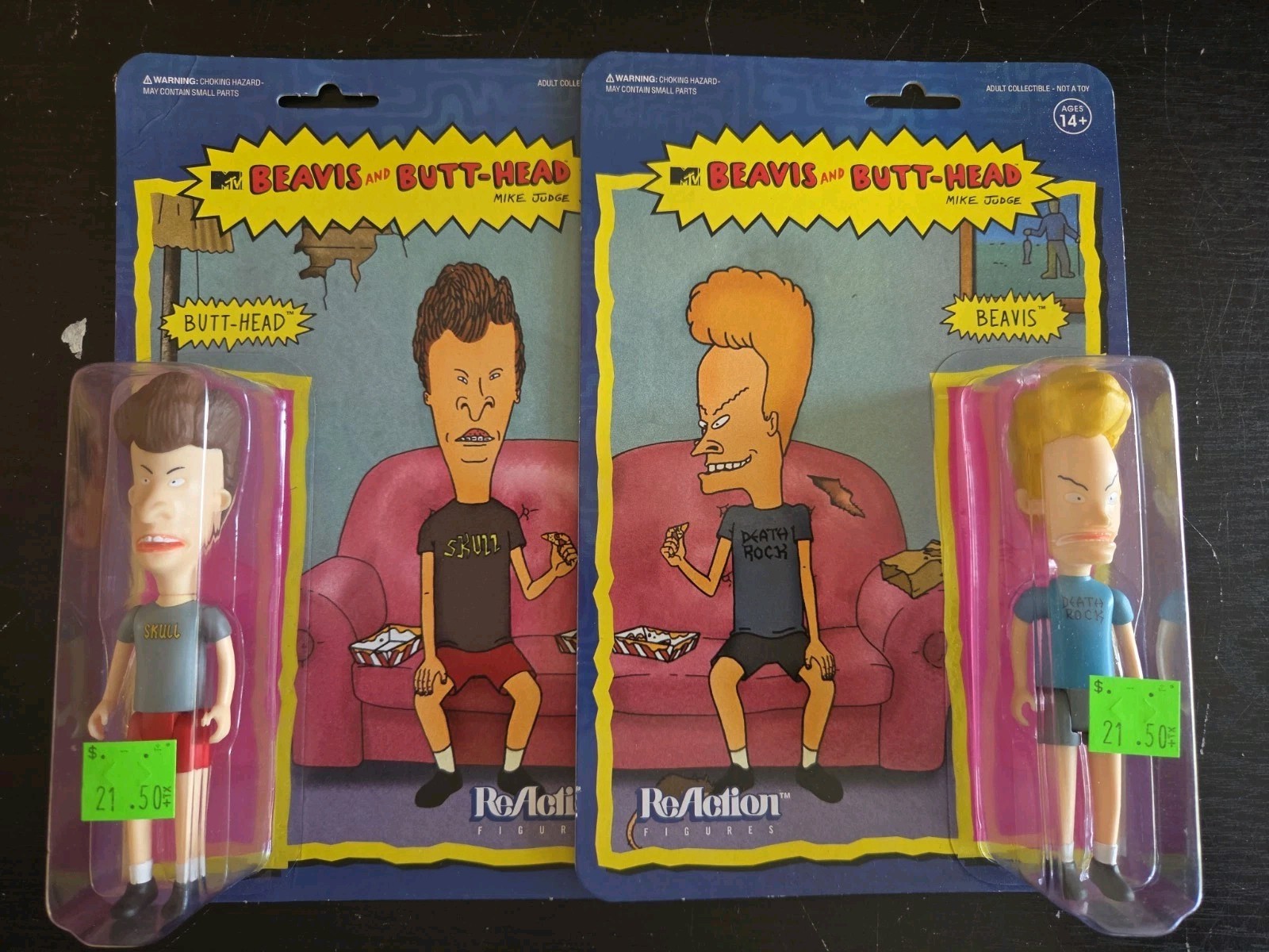 Super7 Reaction BEAVIS and BUTT-HEAD Figures Butthead MTV MOC Rare Set 1:18 3.75