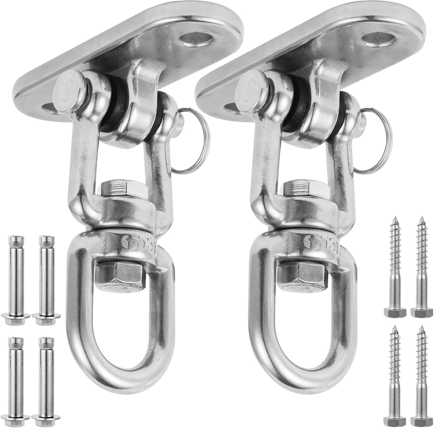Kit de 2 soportes para columpios de porche de acero inoxidable 304 con capacidad