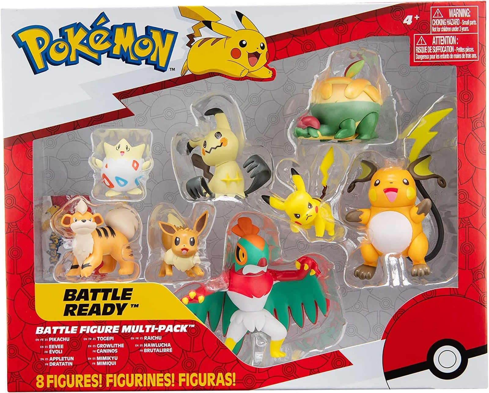 Pokémon Battle Figure 8 Pack – Features 2-Inch Pikachu, Eevee, Appletun, Gr