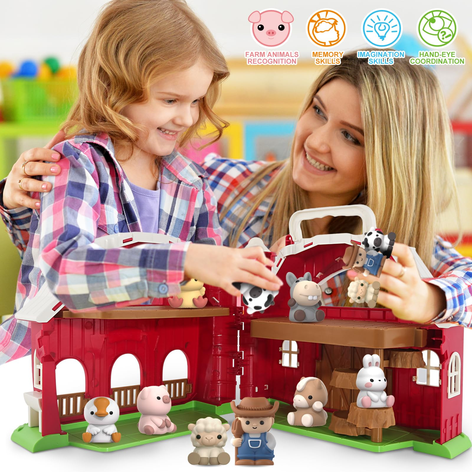 Toys for 1 2 3 Years Old Boys and Girls, Big Barn Toy with Farm Animal, Presc…