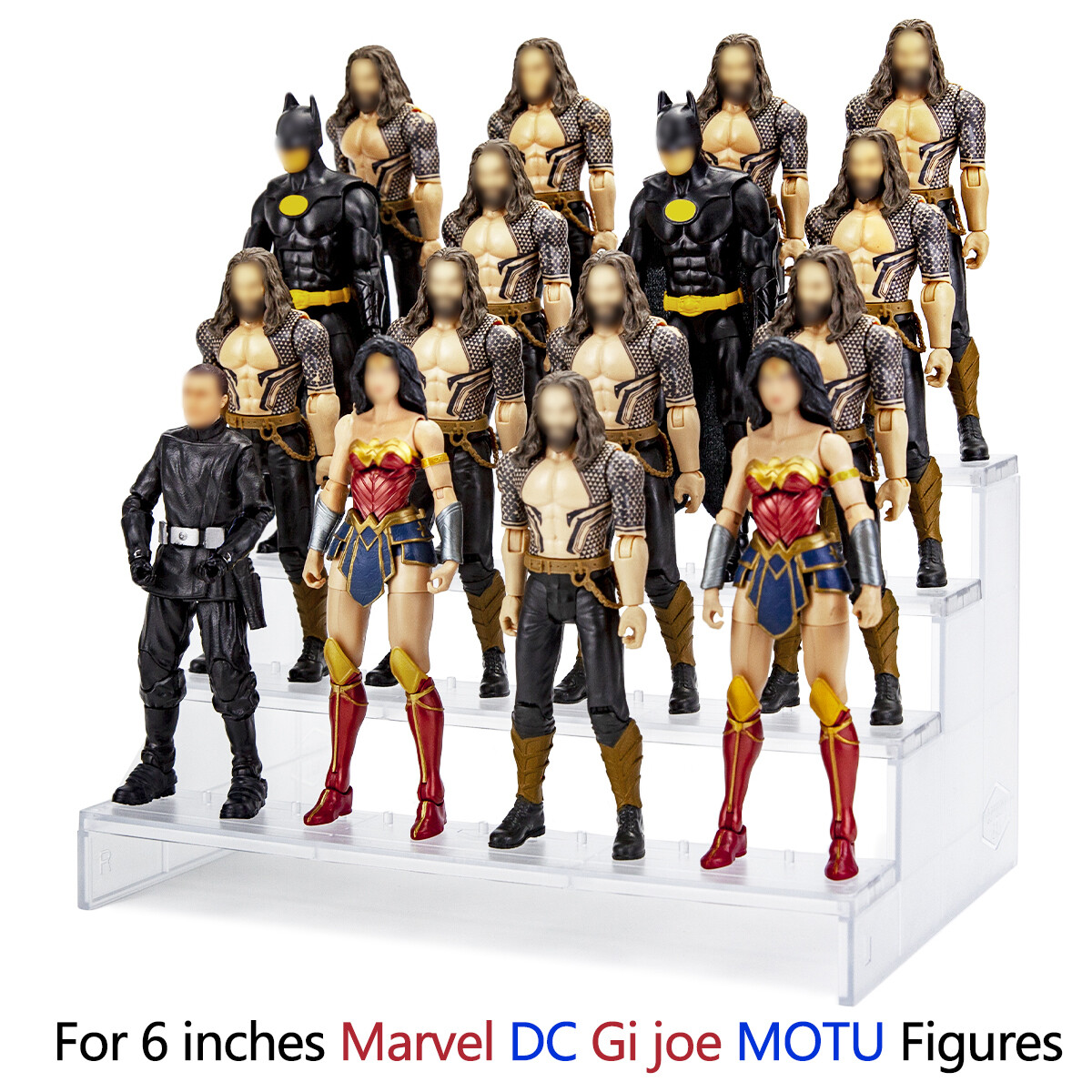 4 Tiers Clear Display Risers Stand Shelf for 6inch Mavel Legends/ Gi Joe Figures