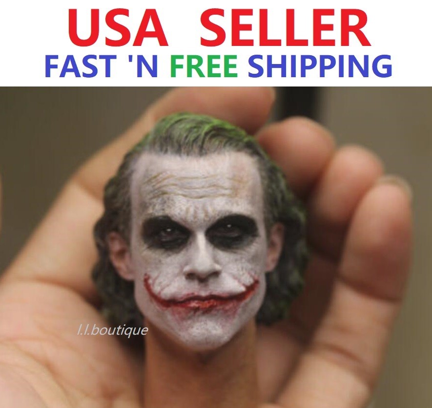1/6 Scale Joker Heath Ledger Head Sculpt for 12” Male Figure Body