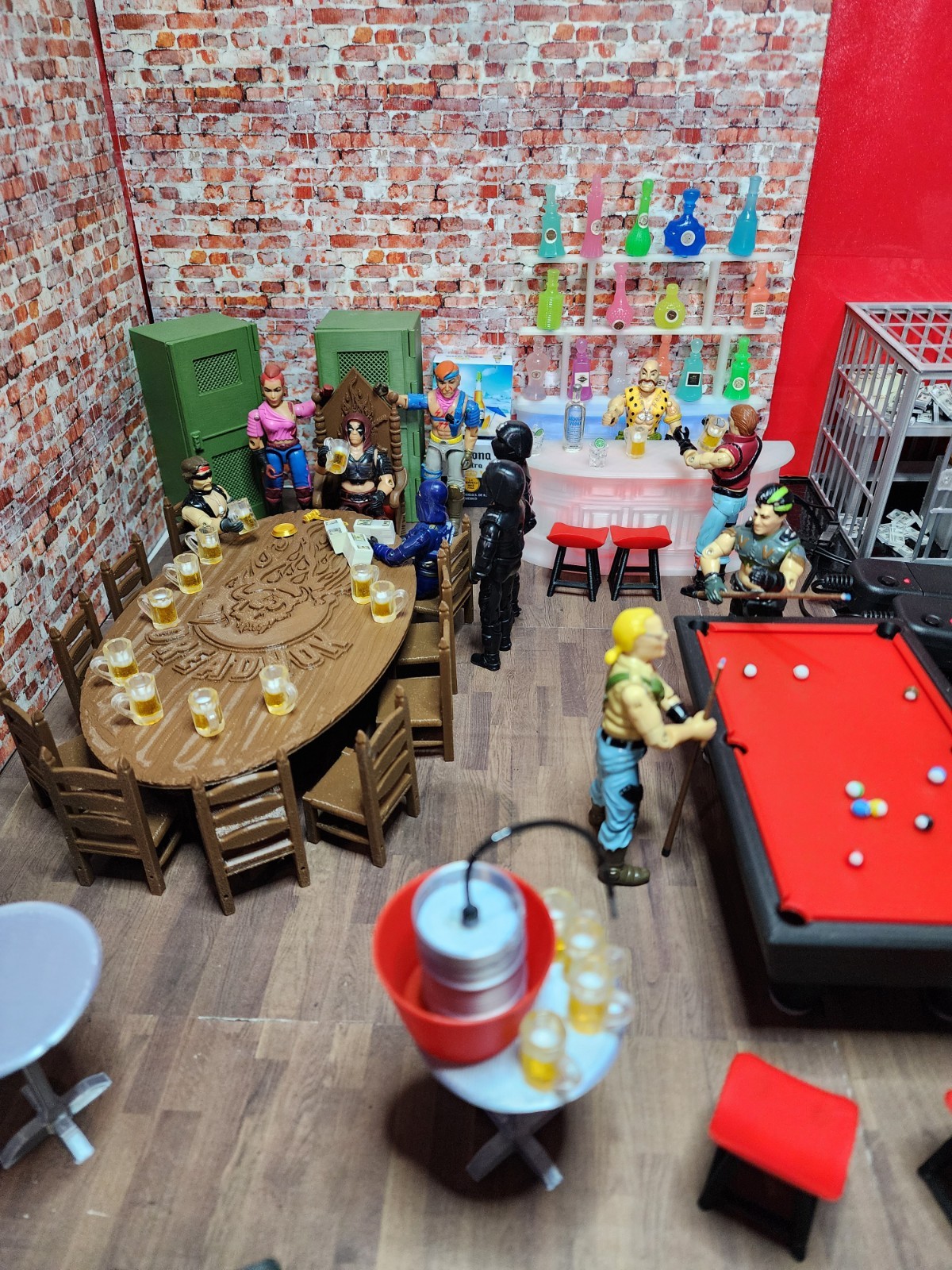 3D Printed Green Pool Table For G.I JOE A.R.A.H. For 3.75″ 1:18 Scale