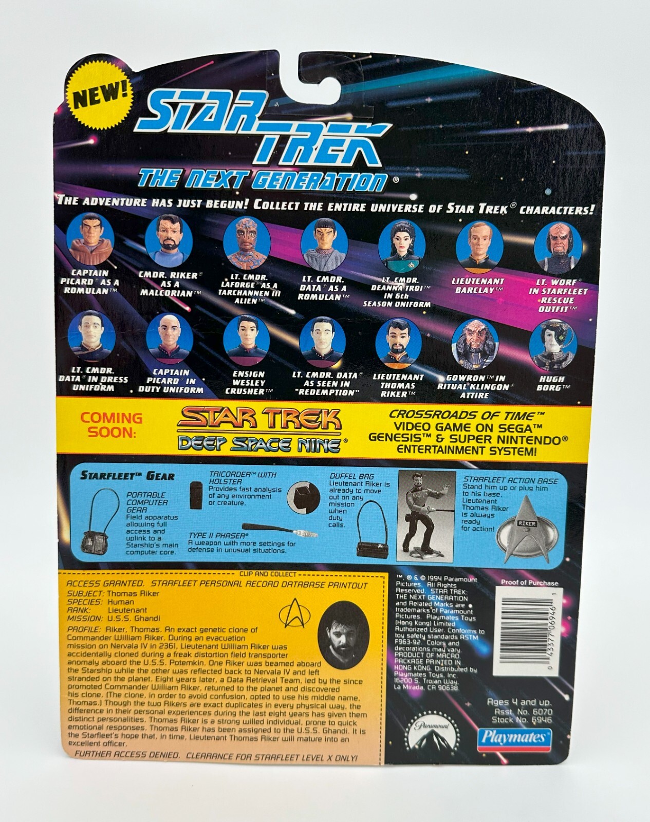 Star Trek The Next Generation Thomas Riker Transporter Clone 1994 Playmates RARE
